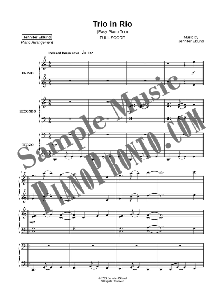 Trio in Rio (Easy Trio) By Jennifer Eklund - F.M. Sheet Music - Pop ...