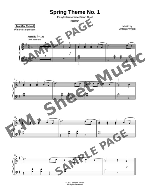 Spring Theme (from The Four Seasons) (Mixed Level Duet) By - F.M. Sheet ...