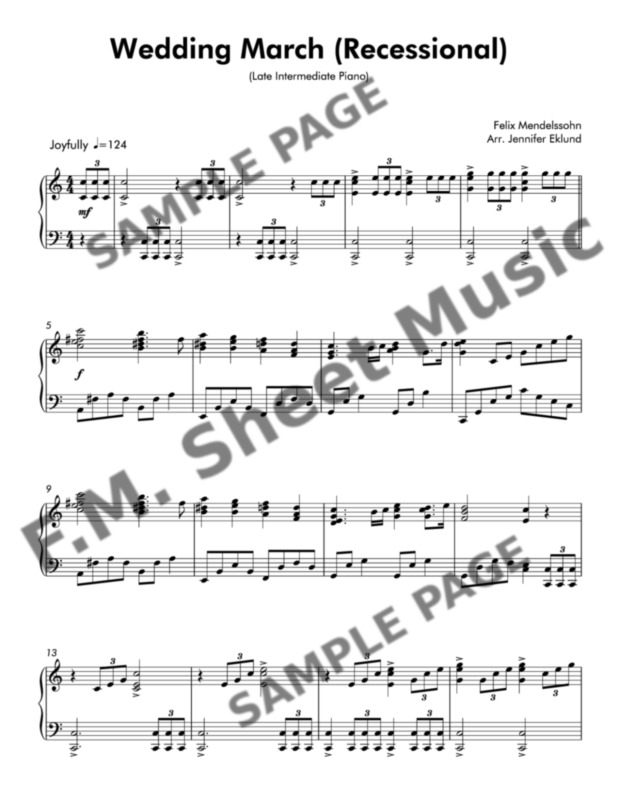 Wedding March Recessional (Late Intermediate Piano) By F