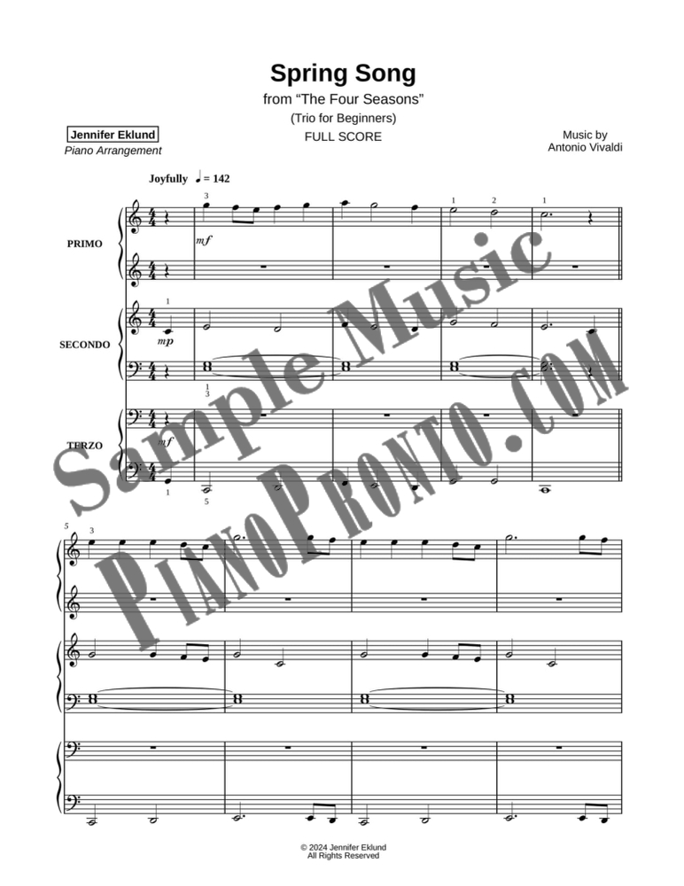 Spring Song (from The Four Seasons) (Trio for Beginners) By - F.M ...
