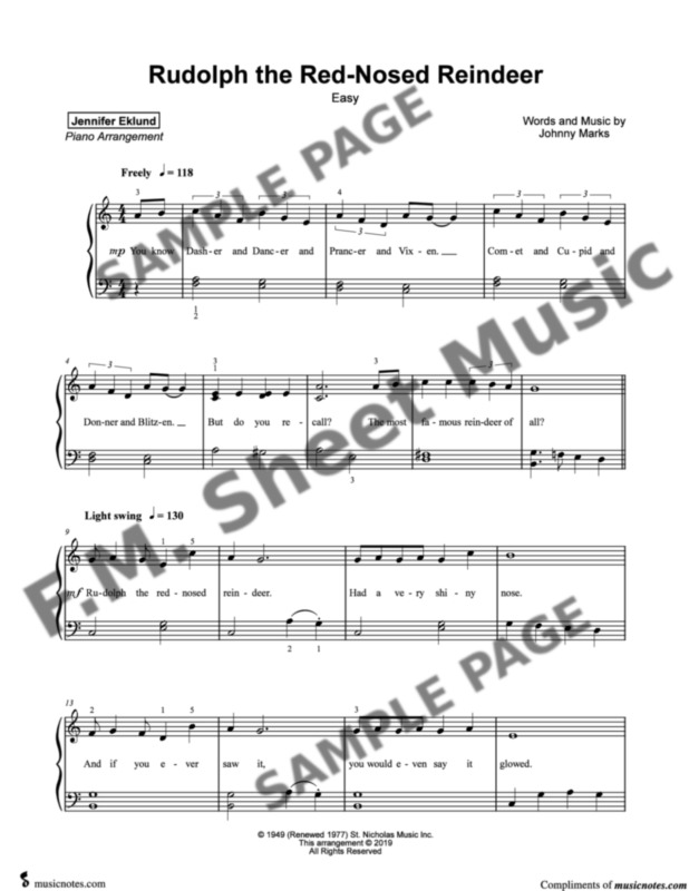 Rudolph the Red-Nosed Reindeer (Easy Piano) By Gene Autry - F.M. Sheet ...