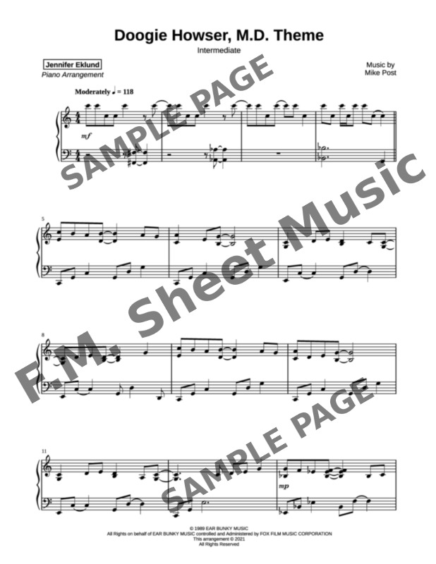 Doogie Howser M D Theme (Intermediate Piano) By Mike Post F M