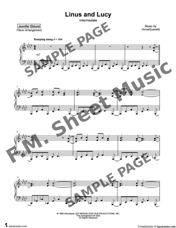 Linus And Lucy Intermediate Piano - MN0213434 INT Linus And Lucy Peanuts Theme 01 