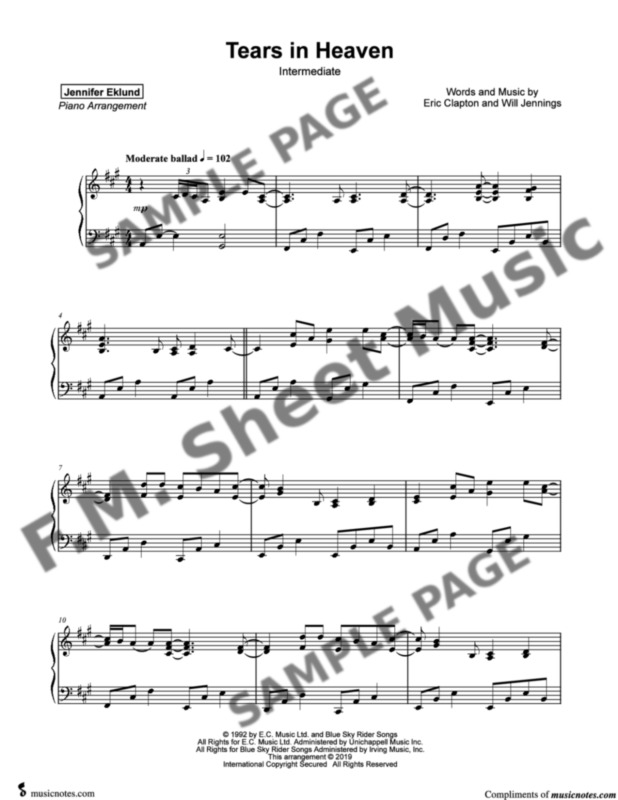 TEARS IN HEAVEN Piano Sheet music