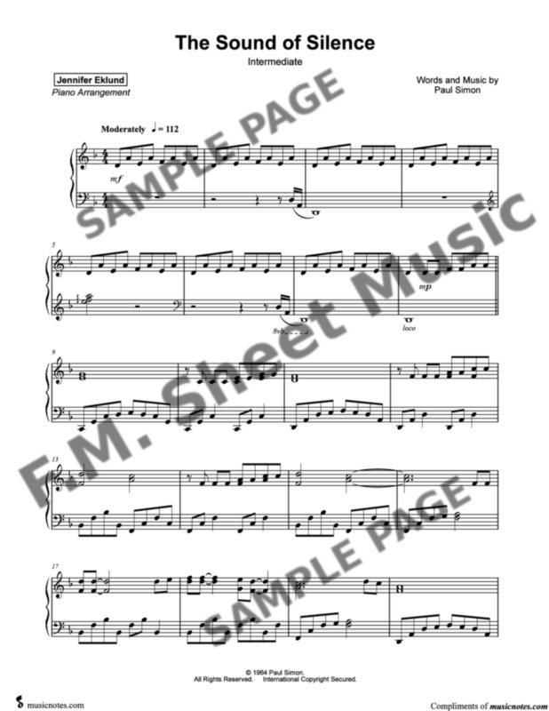 Sound Of Silence Piano Sheet Music Free Music Sheet Collection - sound of silence roblox piano sheet