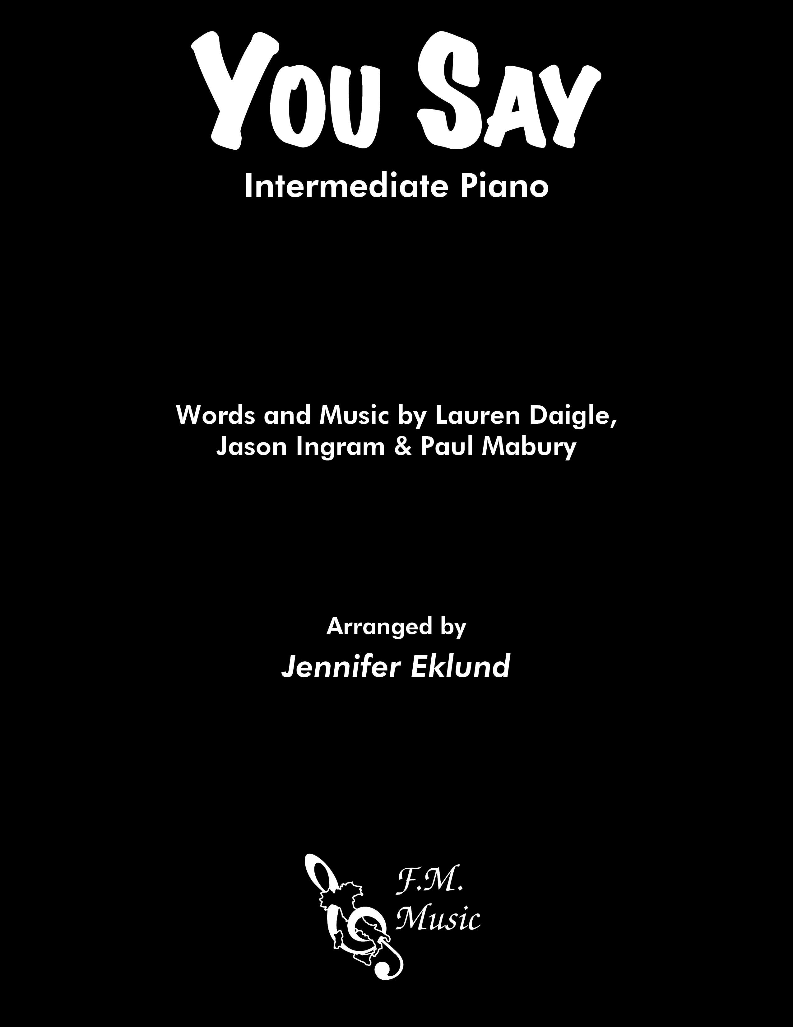 Be Okay (Intermediate Piano) By Lauren Daigle - F.M. Sheet Music - Pop ...