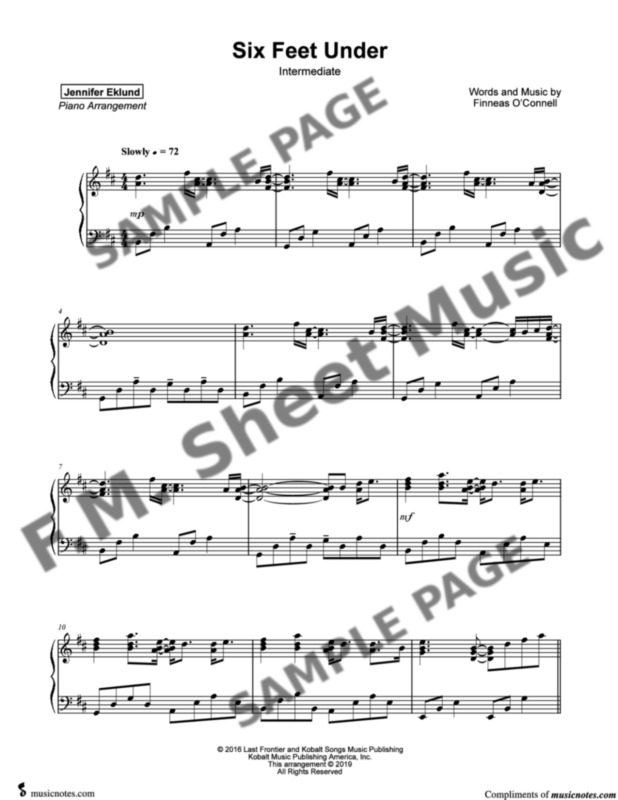 Six Feet Under Intermediate Piano By Billie Eilish F M Sheet Music Pop Arrangements By Jennifer Eklund - 6 feet under roblox id