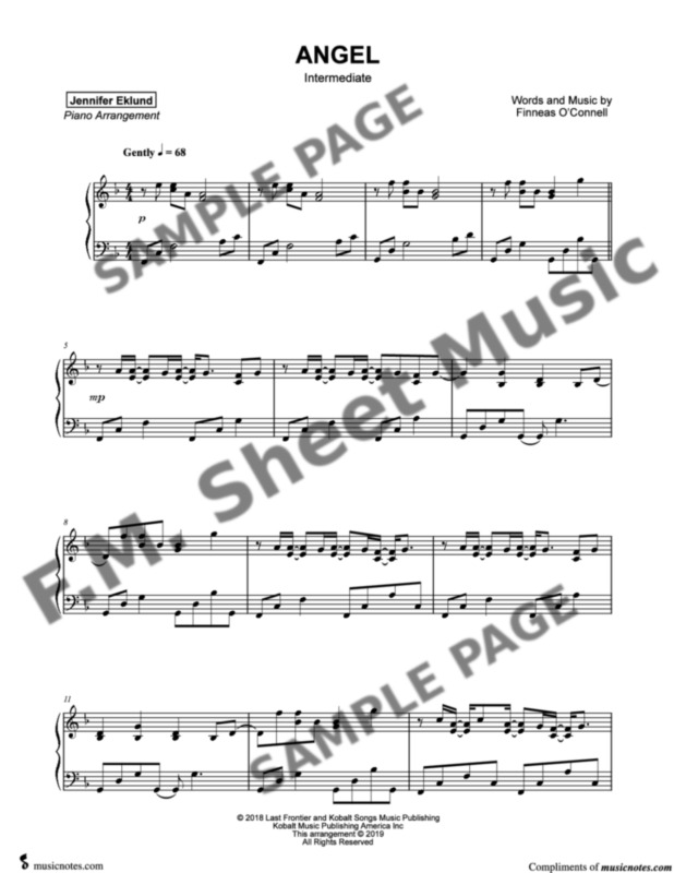 Angel (Intermediate Piano) By Finneas - F.M. Sheet Music - Pop ...