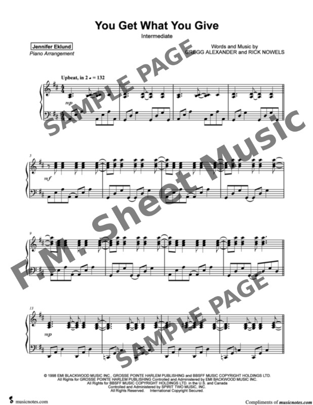 You Get What You Give (Intermediate Piano) By The New Radicals - F.M ...