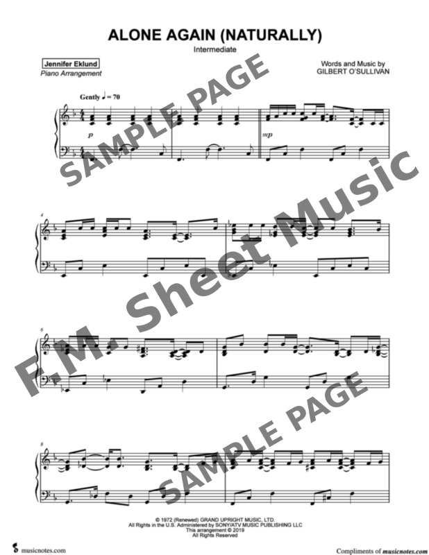 MUSICHELP Alone Again [advanced] Sheet Music (Piano Solo) in E Minor -  Download & Print - SKU: MN0209855