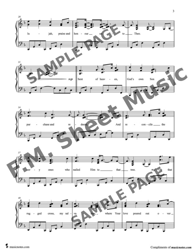 Man Of Sorrows Intermediate Piano By Hillsong Worship F M Sheet Music Pop Arrangements By Jennifer Eklund