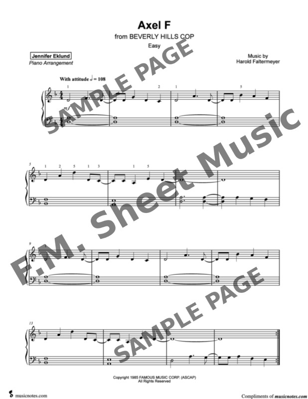 Top Gun Anthem (Intermediate Piano) By Harold Faltermeyer - F.M. Sheet  Music - Pop Arrangements by Jennifer Eklund