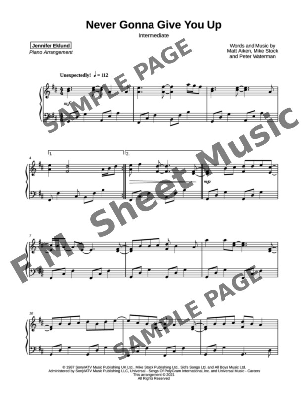 Never Gonna Give You Up Sheet music for Piano (Solo)