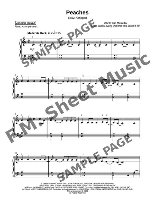 peaches Sheet music for Piano (Solo) Easy