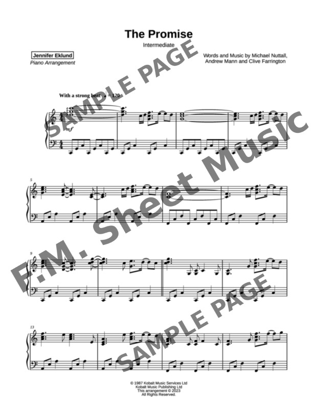 The Promise (Intermediate Piano) By When in Rome - F.M. Sheet Music ...